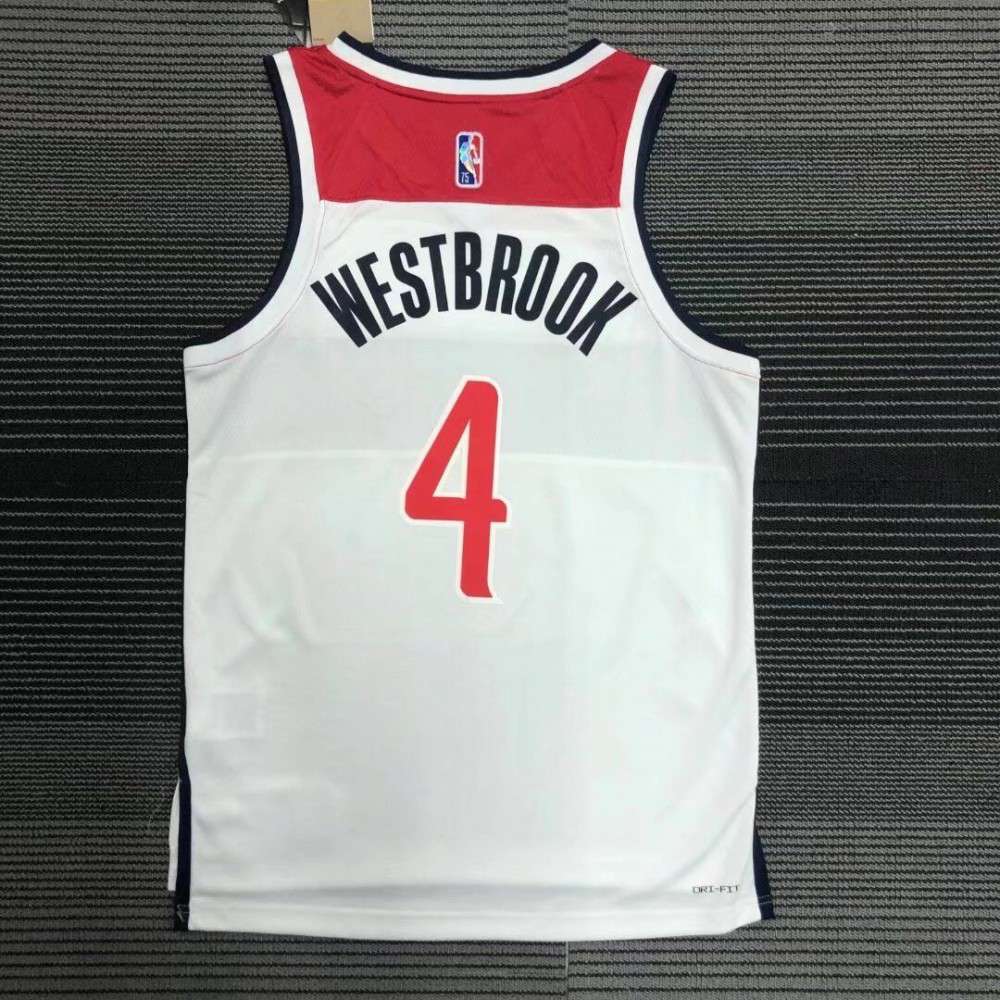 Men's Washington Wizards Westbrook #4 White 2021/22 Swingman NBA Jersey - Association Edition-Pro Kit Vault | Brand New 26/27 Sports Jerseys